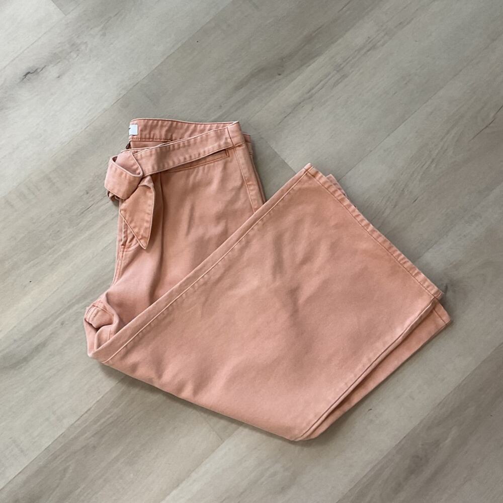 Oat New York Mid Rise Womens Size 31 Pink Wide Leg Crop Jeans